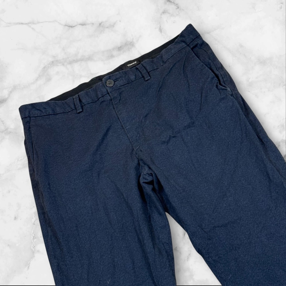 Theory Men's Navy Blue Zaine Cotton Stretch Flannel Dress Pants Size 34